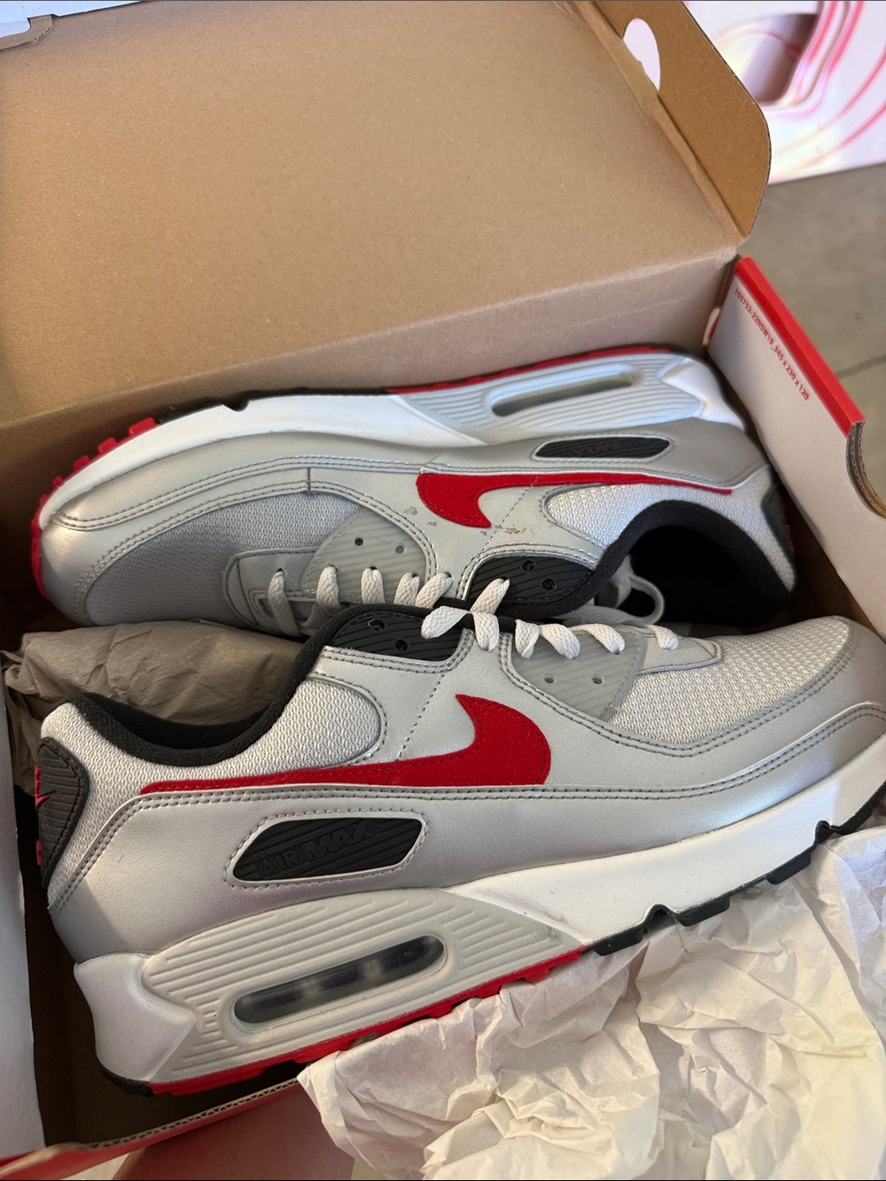 Nike Men’s Air Max Sneakers - White/Gray/Silver/Red